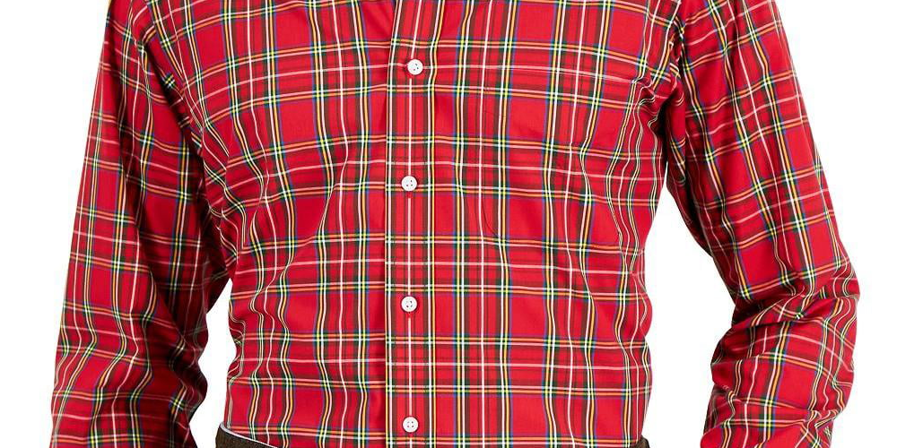 Camisa social masculina Club Room Regular Fit de algodão vermelha tamanho 34-35