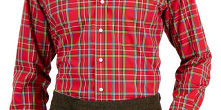 Camisa social masculina de algodão com ajuste regular Club Room, vermelha, tamanho 17 x 36 x 37