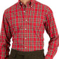 Camisa social masculina de algodão com ajuste regular Club Room, vermelha, tamanho 17 x 36 x 37