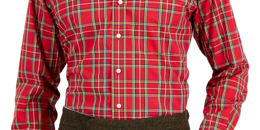 Camisa social masculina de algodão com ajuste regular Club Room, vermelha, tamanho 18x34x35