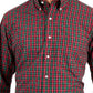 Camisa social masculina de algodão xadrez Tumaco Regular Fit Club Room, vermelha, tamanho 16,5 x 34 x 35