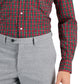 Camisa social masculina de algodão xadrez Tumaco Regular Fit Club Room, vermelha, tamanho 16,5 x 34 x 35