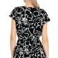 Blusa feminina Alfani com decote em V, plissada, cintura e manga curta, preta, tamanho médio