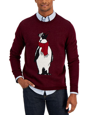 Club Room Men's Merino Penguin Sweater Red Size Medium