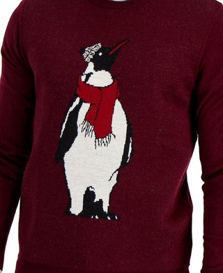 Club Room Men's Merino Penguin Sweater Red Size Medium