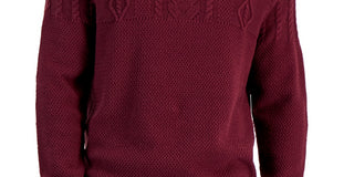 Suéter de gola alta robusto de malha trançada masculino Club Room, vermelho, tamanho pequeno