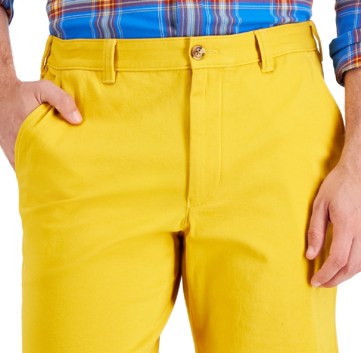 Shorts Club Room Masculino Regular Fit 9 4 Way Stretch Amarelo Tamanho 32