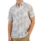 Camisa de linho com estampa de folha Assertta masculina Club Room, manga curta, branca, tamanho médio