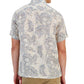 Camisa de linho com estampa de folha Assertta masculina Club Room, manga curta, branca, tamanho médio