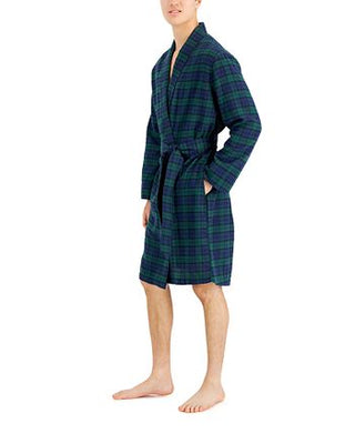Club Room Robe de flanela xadrez masculino, azul, tamanho pequeno