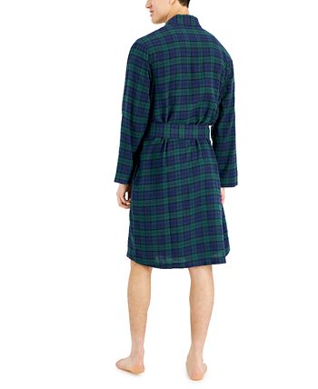 Club Room Robe masculino xadrez de flanela plush azul tamanho extragrande