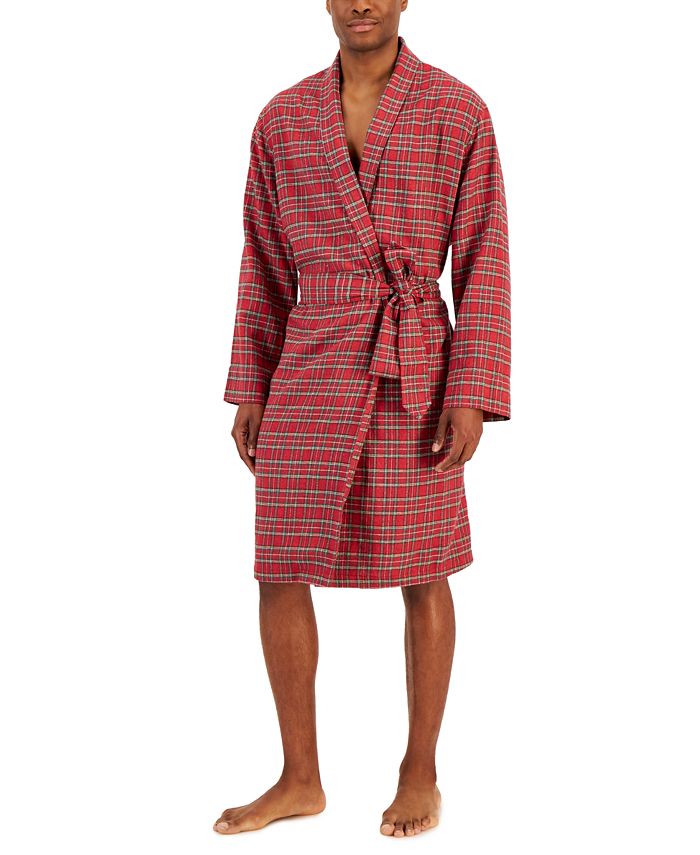 Club Room Robe masculino xadrez de flanela plush vermelho tamanho pequeno médio
