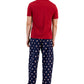 Conjunto de pijama masculino Club Room com blusa lisa e calça de Papai Noel, azul, tamanho grande