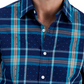 Camisa xadrez de algodão masculina Club Room, azul, tamanho pequeno