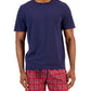 Conjunto de pijama masculino Club Room com blusa lisa e parte de baixo xadrez, vermelho, tamanho médio