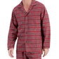 Conjunto de pijama de flanela sólida mesclada masculino Club Room, vermelho, tamanho pequeno