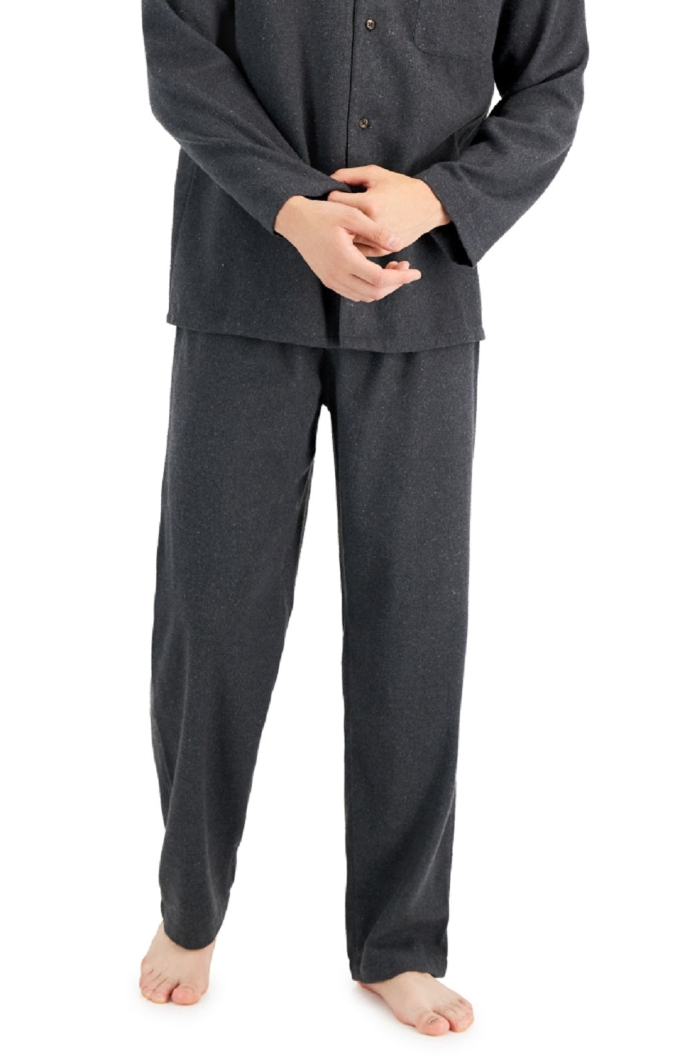 Conjunto de pijama de flanela sólida mesclada masculina Club Room, cinza, tamanho extragrande