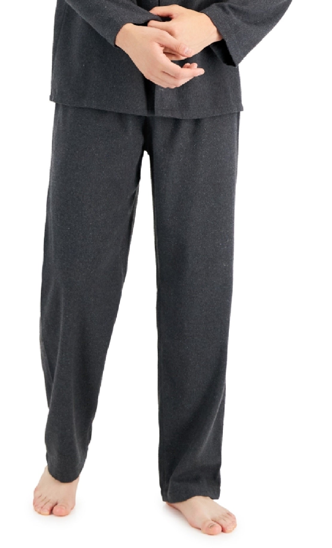 Conjunto de pijama de flanela sólida mesclada masculina Club Room, cinza, tamanho XX-G
