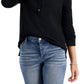 Blusa de gola redonda feminina de algodão estilo &amp; co, preta, tamanho médio