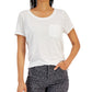 Camiseta feminina com bolso Style &amp; Co, branca, tamanho médio