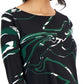 Blusa feminina Alfani estampada assimétrica, verde, tamanho médio