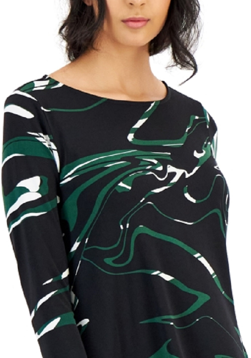 Blusa feminina Alfani estampada assimétrica, verde, tamanho médio