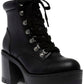Botas femininas Wild Pair Maureene com cadarço, pretas, tamanho 8 M