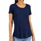 Camiseta feminina clássica estilo Slub, azul, tamanho pequeno grande