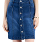 Saia jeans feminina com botões e botões, azul, tamanho 14, estilo &amp; co