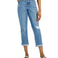 Jeans Curvy Destructed Girlfriend feminino Style &amp; Co, azul, tamanho 6