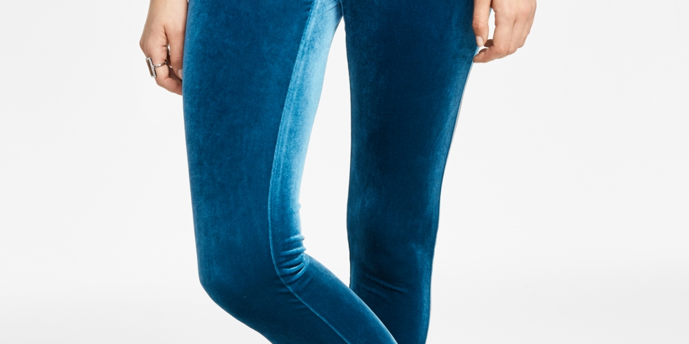 Leggings skinny femininas de veludo sem costura da INC International Concepts, azul, tamanho a definir
