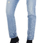 Calça feminina INC International Concepts Paint Splatter cintura média perna reta azul tamanho 4