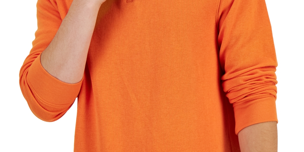 Suéter masculino Club Room Classic Fit French Rib Quarter com zíper e ajuste sólido laranja