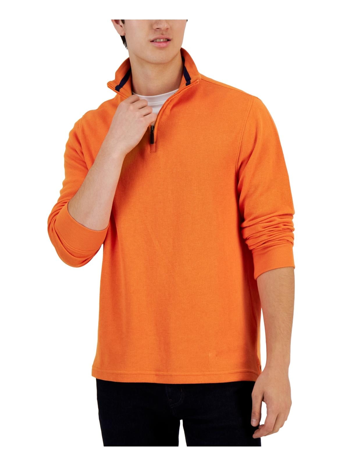 Suéter masculino Club Room com gola simulada e zíper 1/4 laranja tamanho XX-G