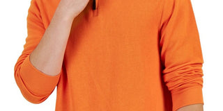 Suéter masculino Club Room com gola simulada e zíper 1/4 laranja tamanho XX-G