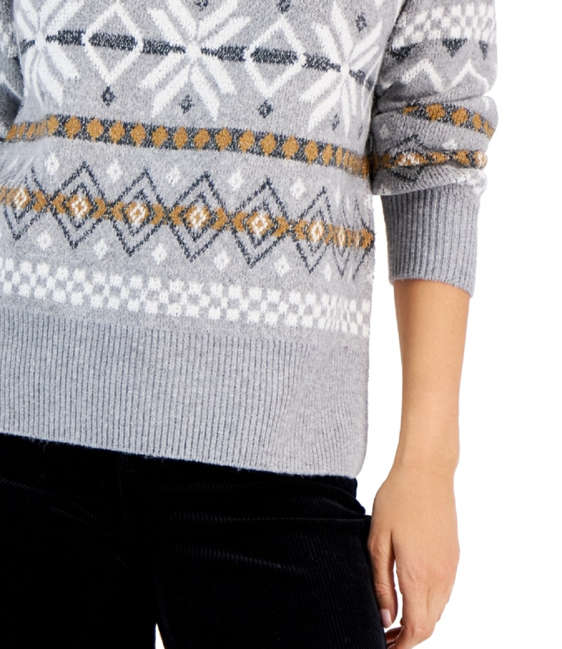 Suéter feminino Fair Isle da Style &amp; Co, cinza, tamanho grande