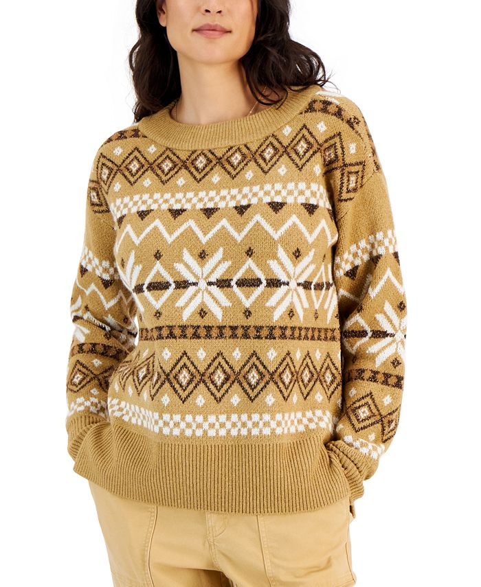 Suéter Feminino Fair Isle da Style &amp; Co Amarelo Tamanho Médio