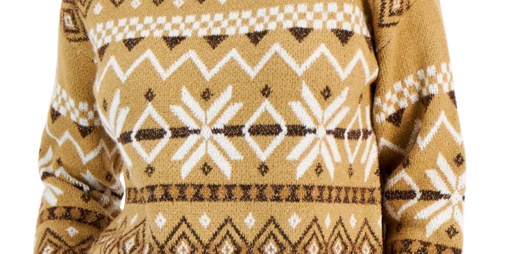 Suéter Feminino Fair Isle da Style &amp; Co Amarelo Tamanho Médio