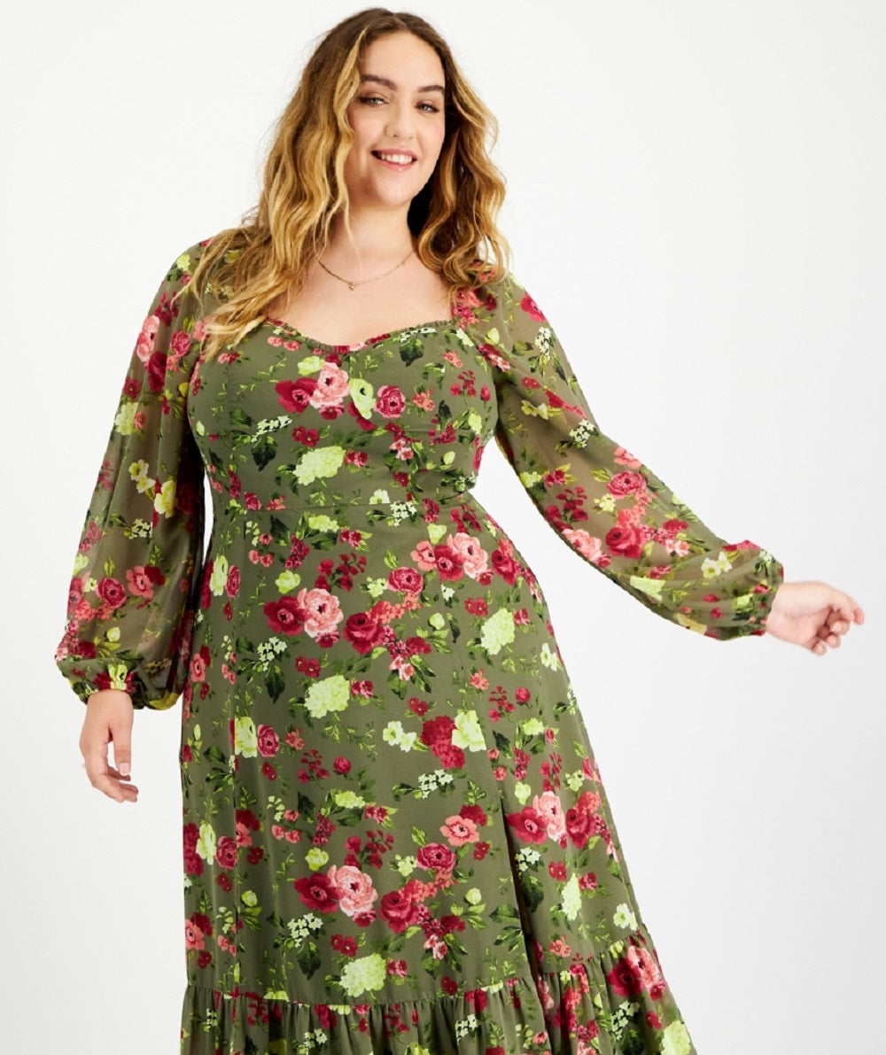 Vestido longo bustiê estampado plus size Bar III feminino verde tamanho 3X
