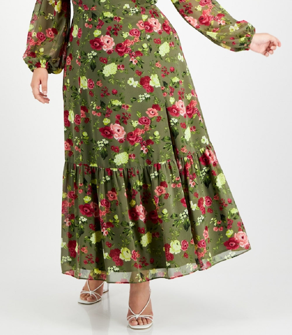 Vestido longo bustiê estampado plus size Bar III feminino verde tamanho 3X