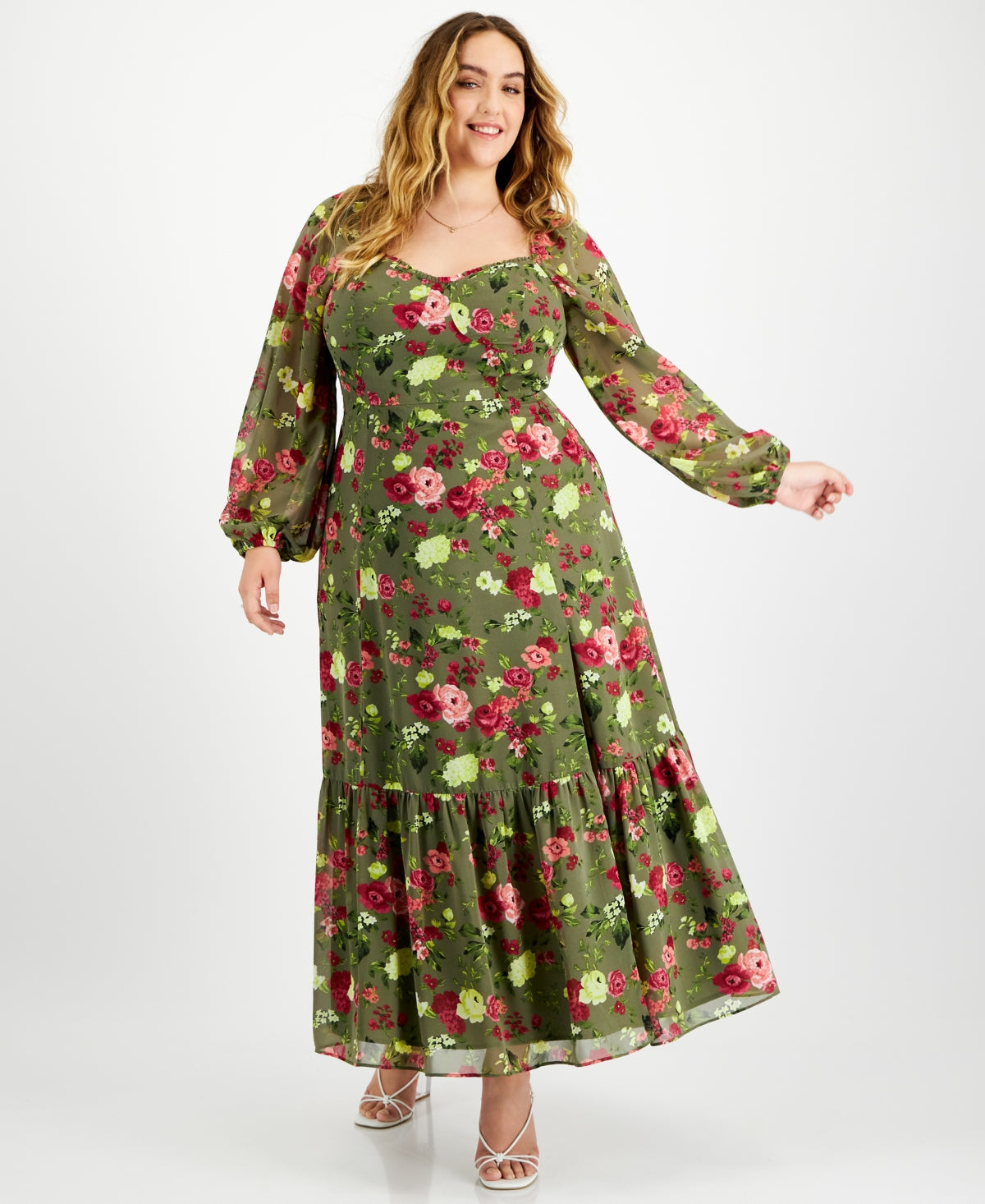 Vestido longo bustiê estampado plus size Bar III feminino verde tamanho 3X