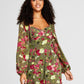 Vestido longo feminino Bar III com bustiê estampado e fenda lateral, verde, tamanho médio