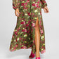 Vestido longo feminino Bar III com bustiê estampado e fenda lateral, verde, tamanho médio