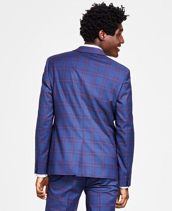 Blazer xadrez masculino Sean Slim Fit da INC International Concepts, azul, tamanho médio