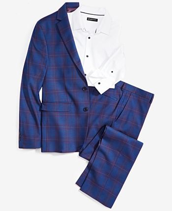 Blazer xadrez masculino Sean Slim Fit da INC International Concepts, azul, tamanho médio