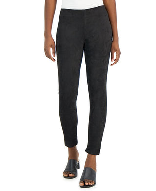 Leggings femininas Alfani Mixed Media de camurça sintética até o tornozelo, pretas, tamanho GG