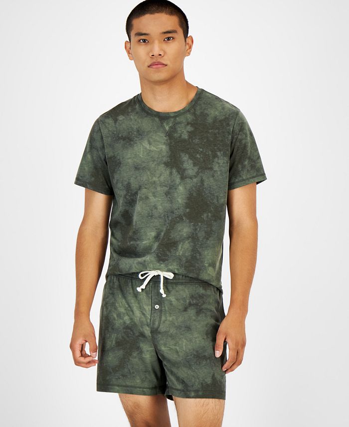 Pijama masculino Sun + Stone com estampa tie-dye, verde, tamanho grande