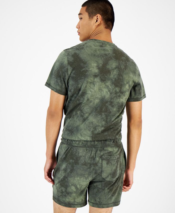 Pijama masculino Sun + Stone com estampa tie-dye, verde, tamanho grande