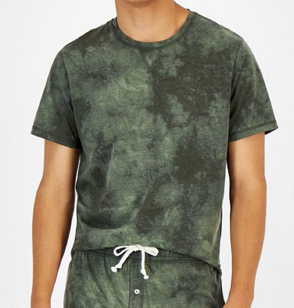 Pijama masculino Sun + Stone com estampa tie-dye, verde, tamanho grande