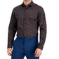 Camisa social masculina Bar III Slim Fit Performance Stretch Geo Print Azul Tamanho Médio